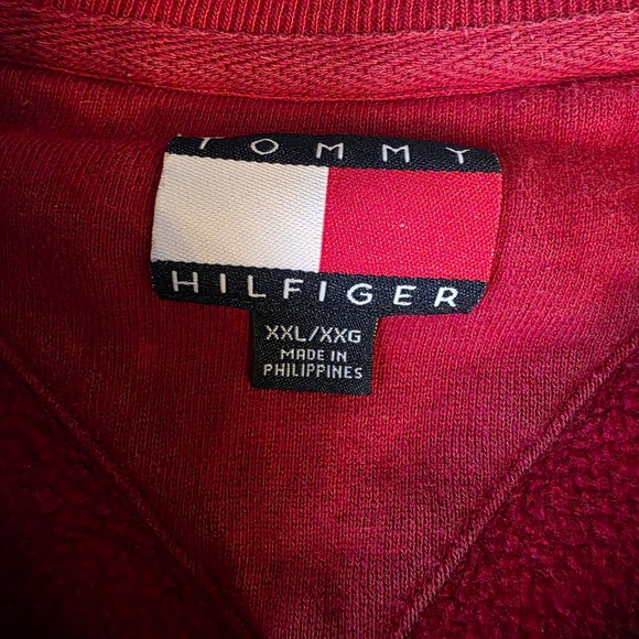 Tommy Hilfiger Red Crewneck Sweatshirt Spell Out Logo Men's XXL - Picture 6 of 6